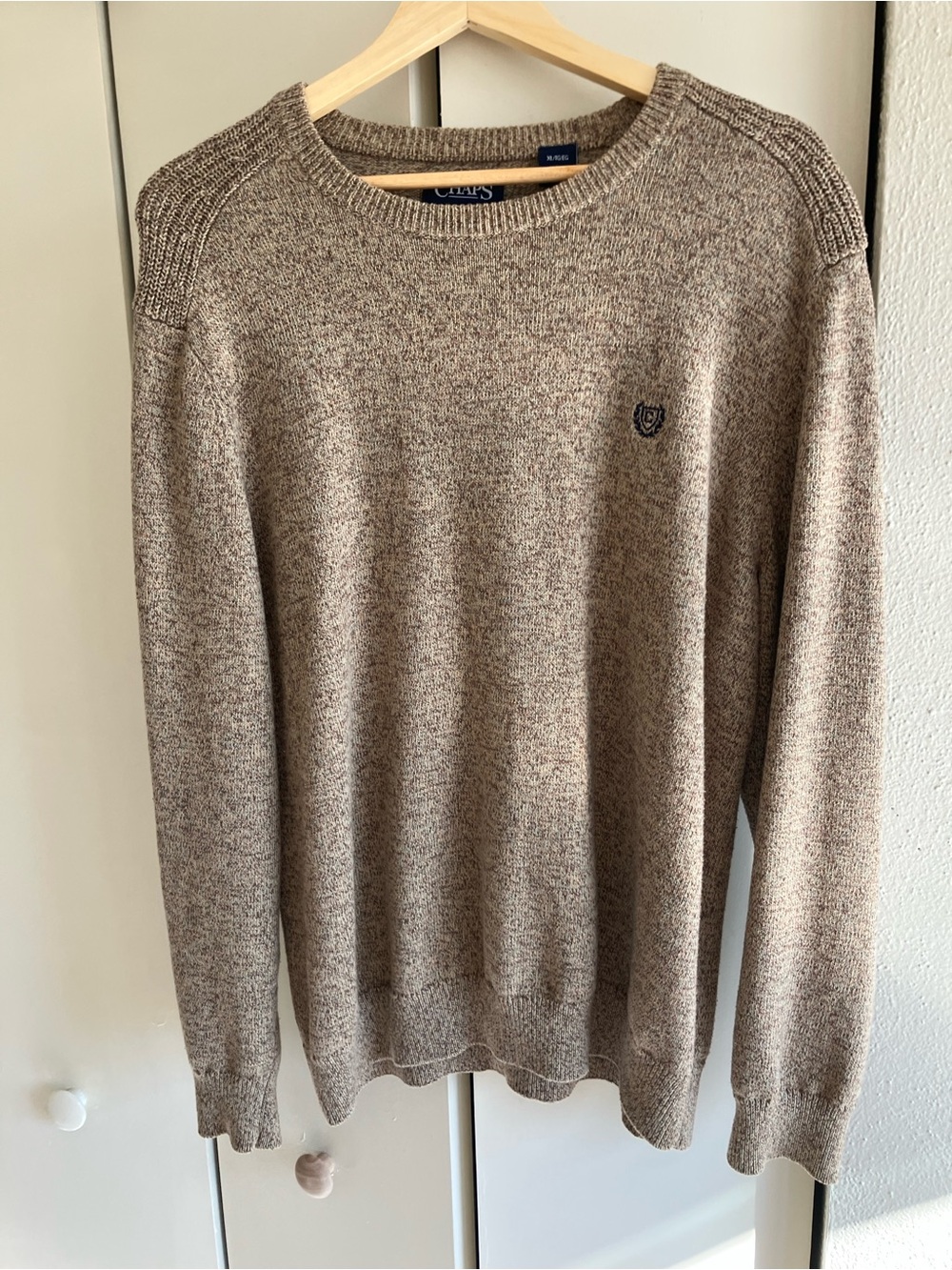Chaps Men's Heathered Taupe Crewneck Sweater